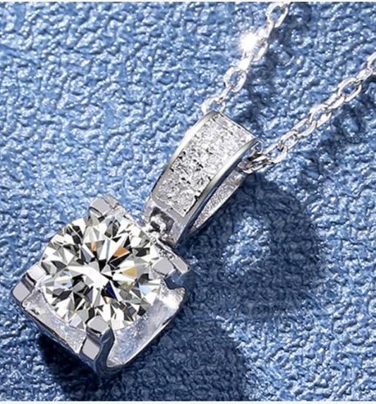 (CERTIFICATE REPORT) 1.00 CT DIAMOND MOISSANITE 925 STERLING SILVER NECKLACE