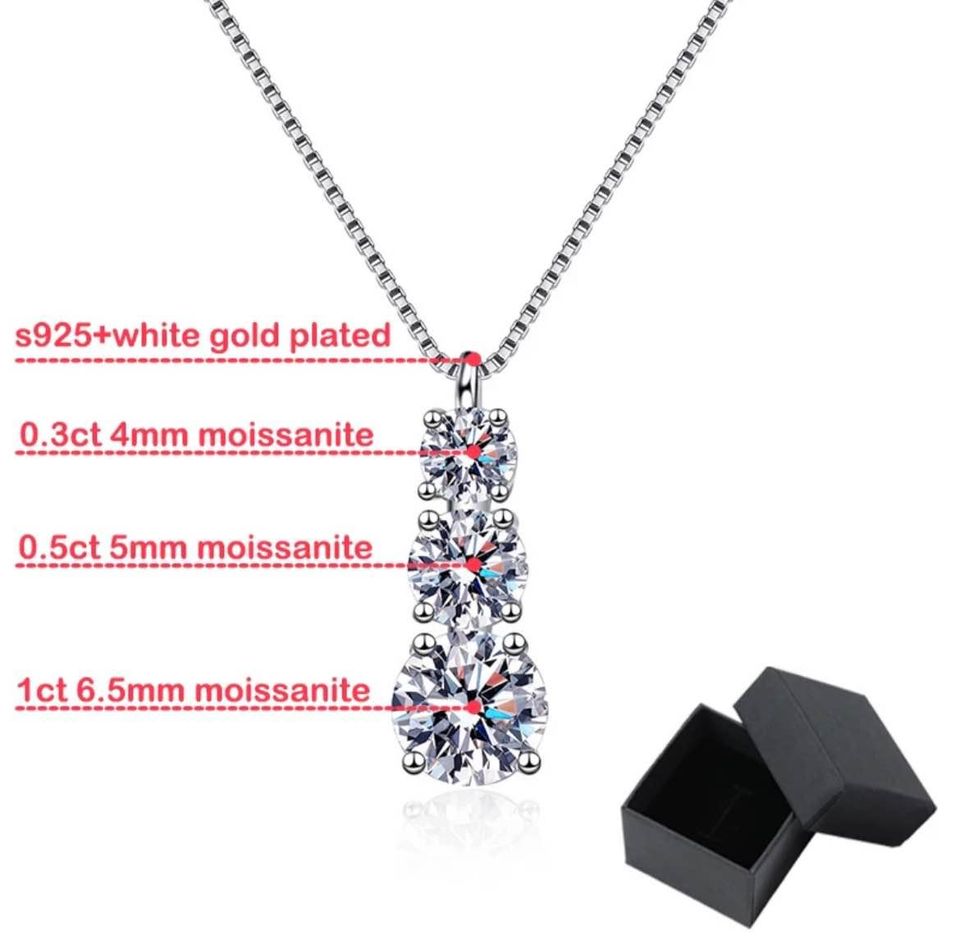 1.8CT Moissanite Pendant for Women Or Men Solid Silver 925