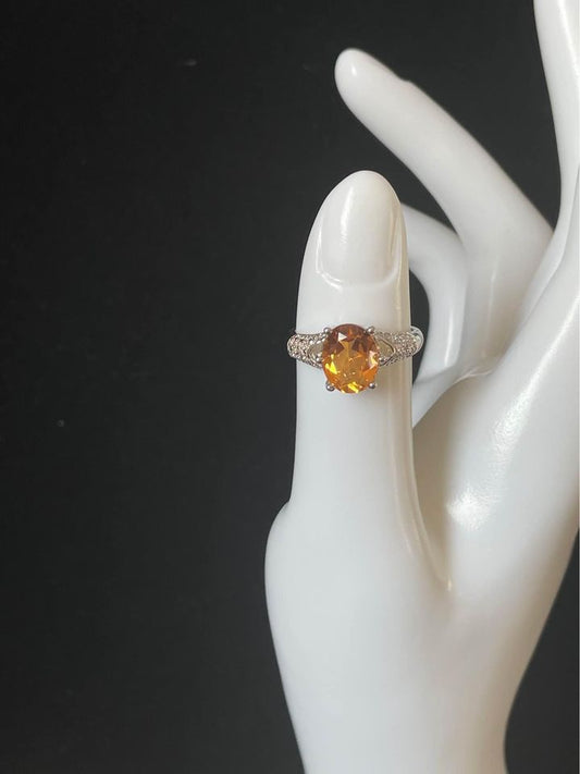 Yellow sapphire sterling silver ring