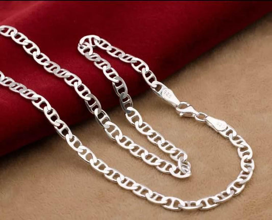 100% sterling silver necklace 4mm wide 24 inches long
