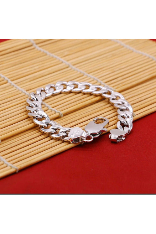 925 Sterling Silver Men's Solid Cuban Curb Link Chain